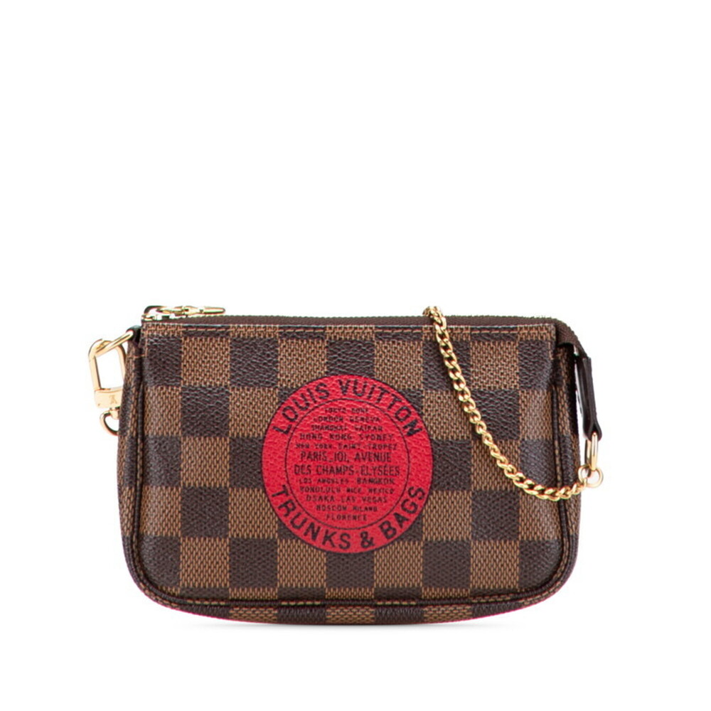 LOUIS VUITTON Authentic Brown Damier Leather Pochette Mini Bag